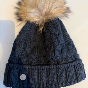 BOGNER Cozy Navy Knit Pom-Pom Touque